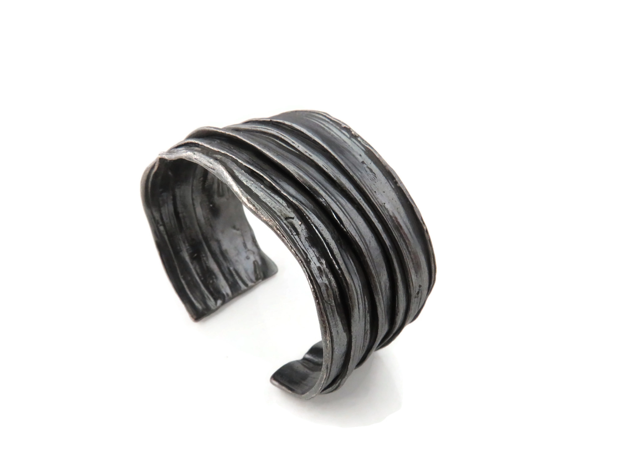 Wide Oxidized Silver Cuff Bracelet