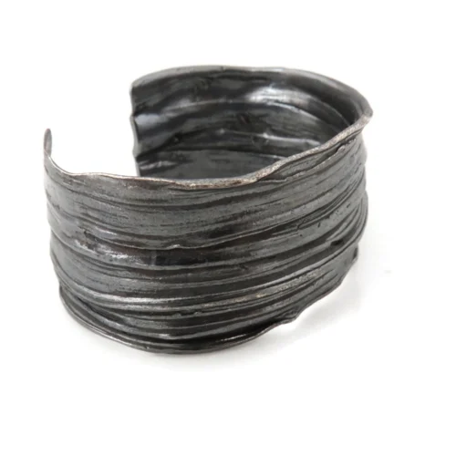 Wide Oxidized Silver Cuff Bracelet