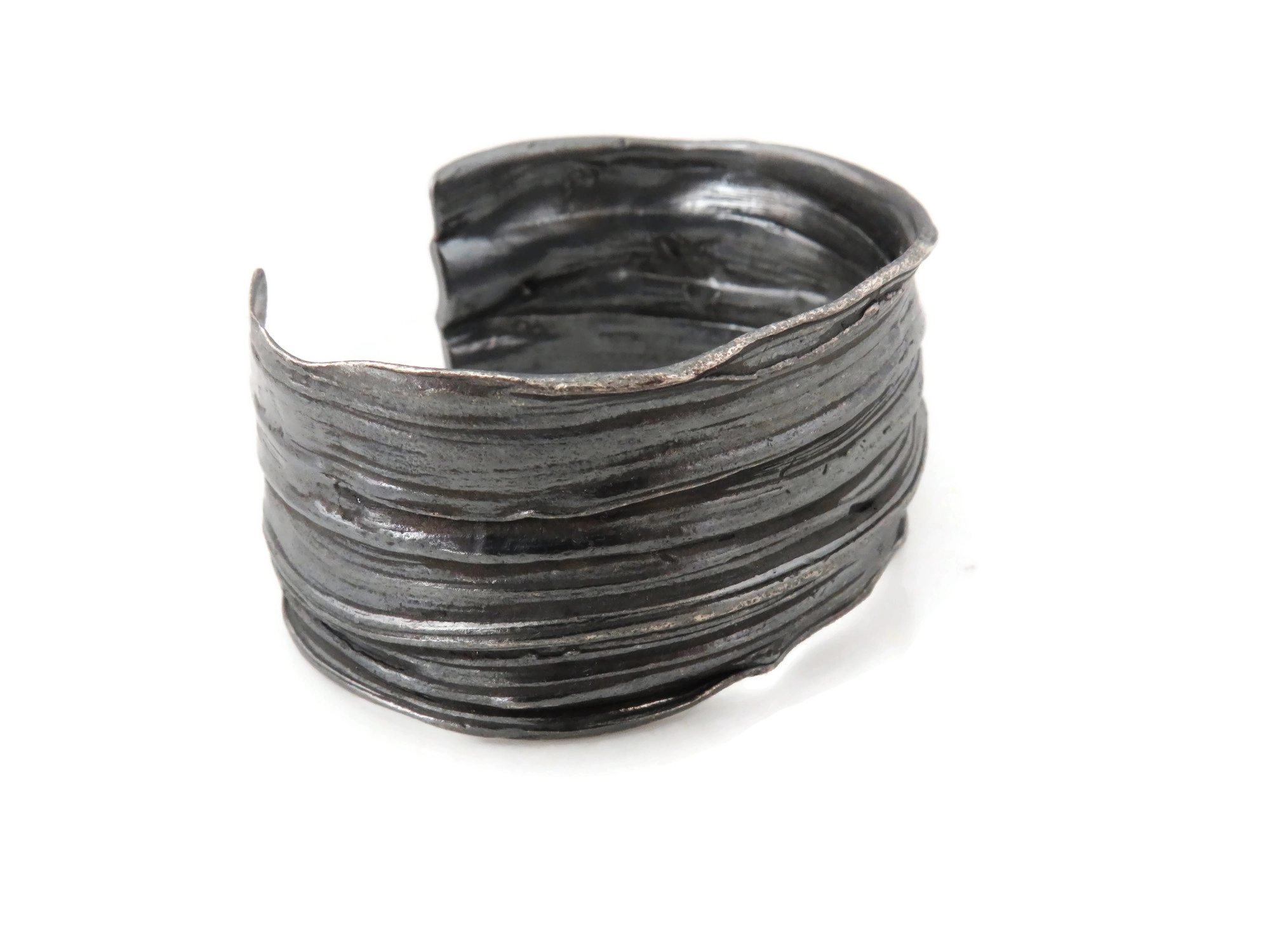Wide Oxidized Silver Cuff Bracelet