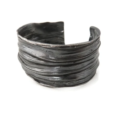 Wide Oxidized Silver Cuff Bracelet
