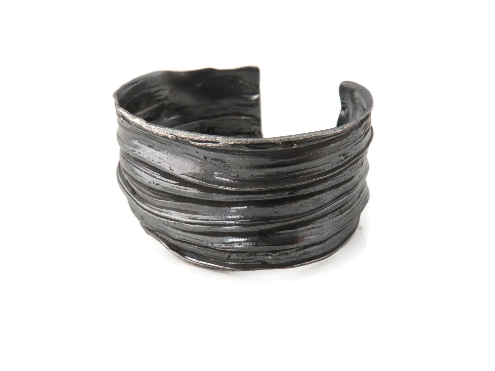 Wide Oxidized Silver Cuff Bracelet