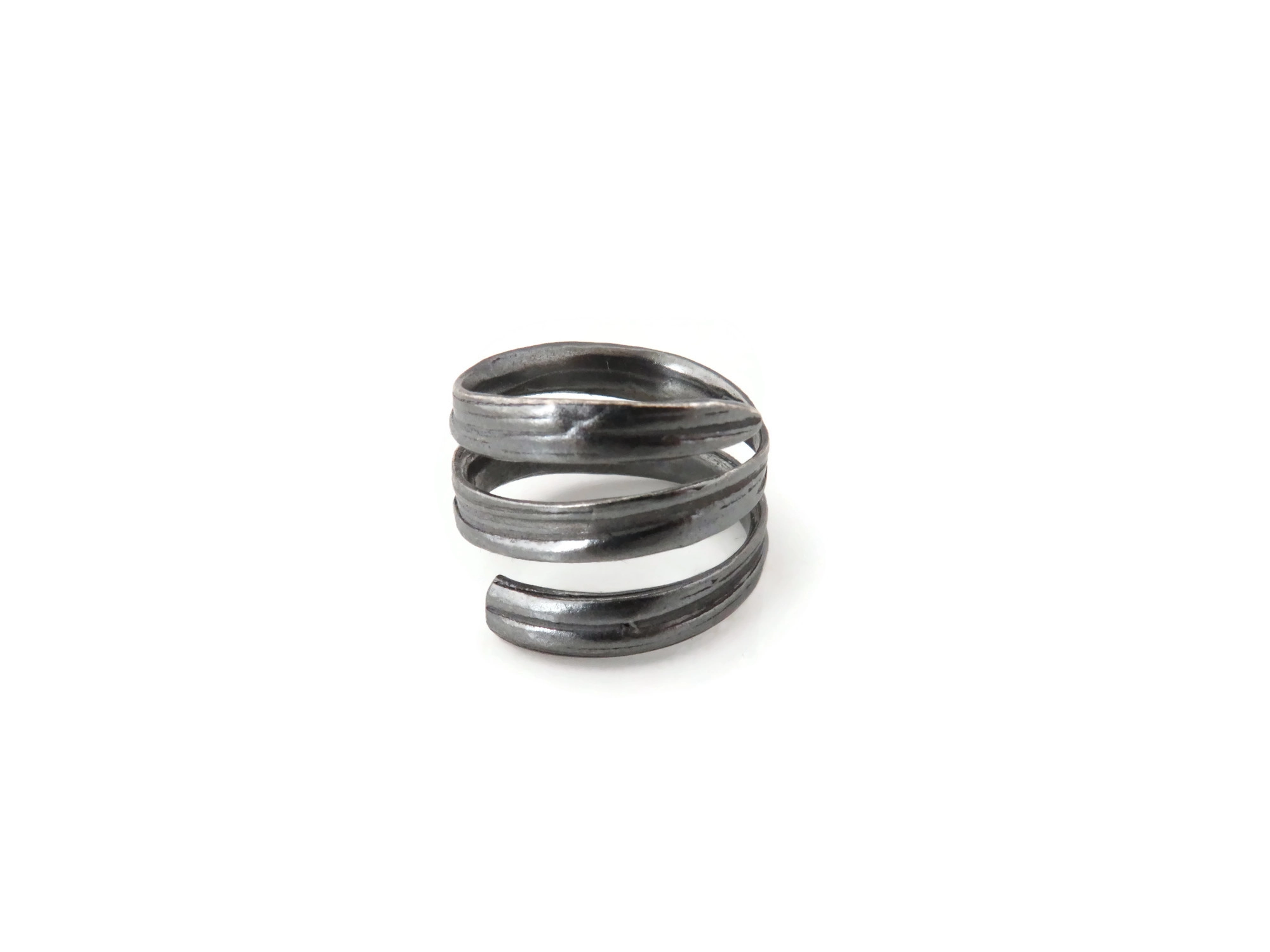 Spiral Patinated Silver Ring