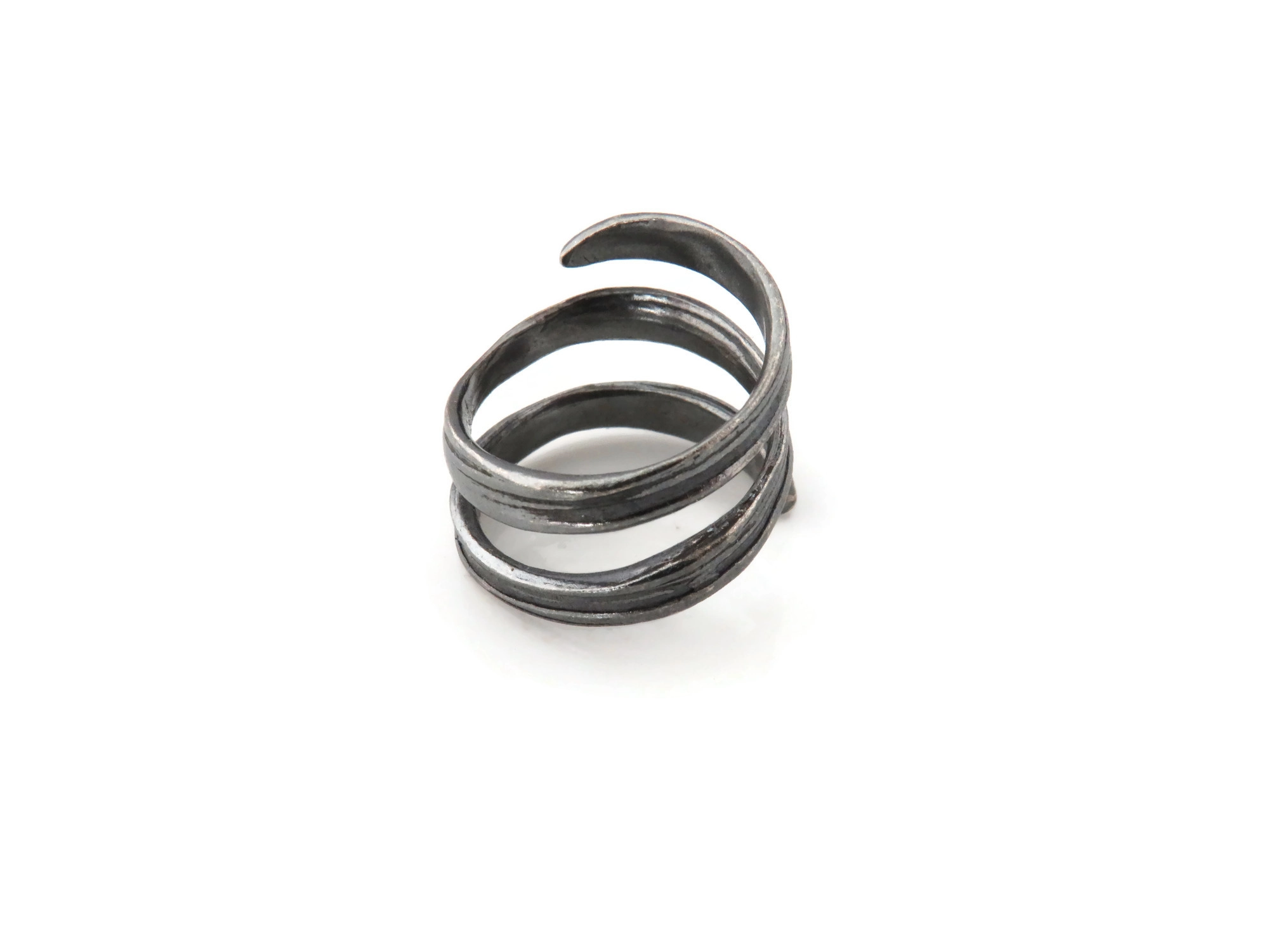 Spiral Patinated Silver Ring