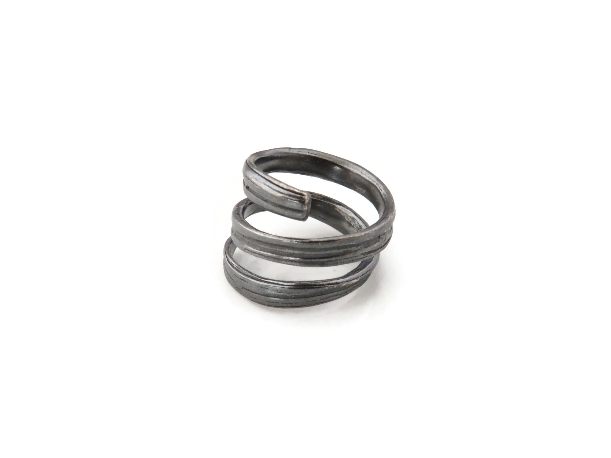 Spiral Patinated Silver Ring