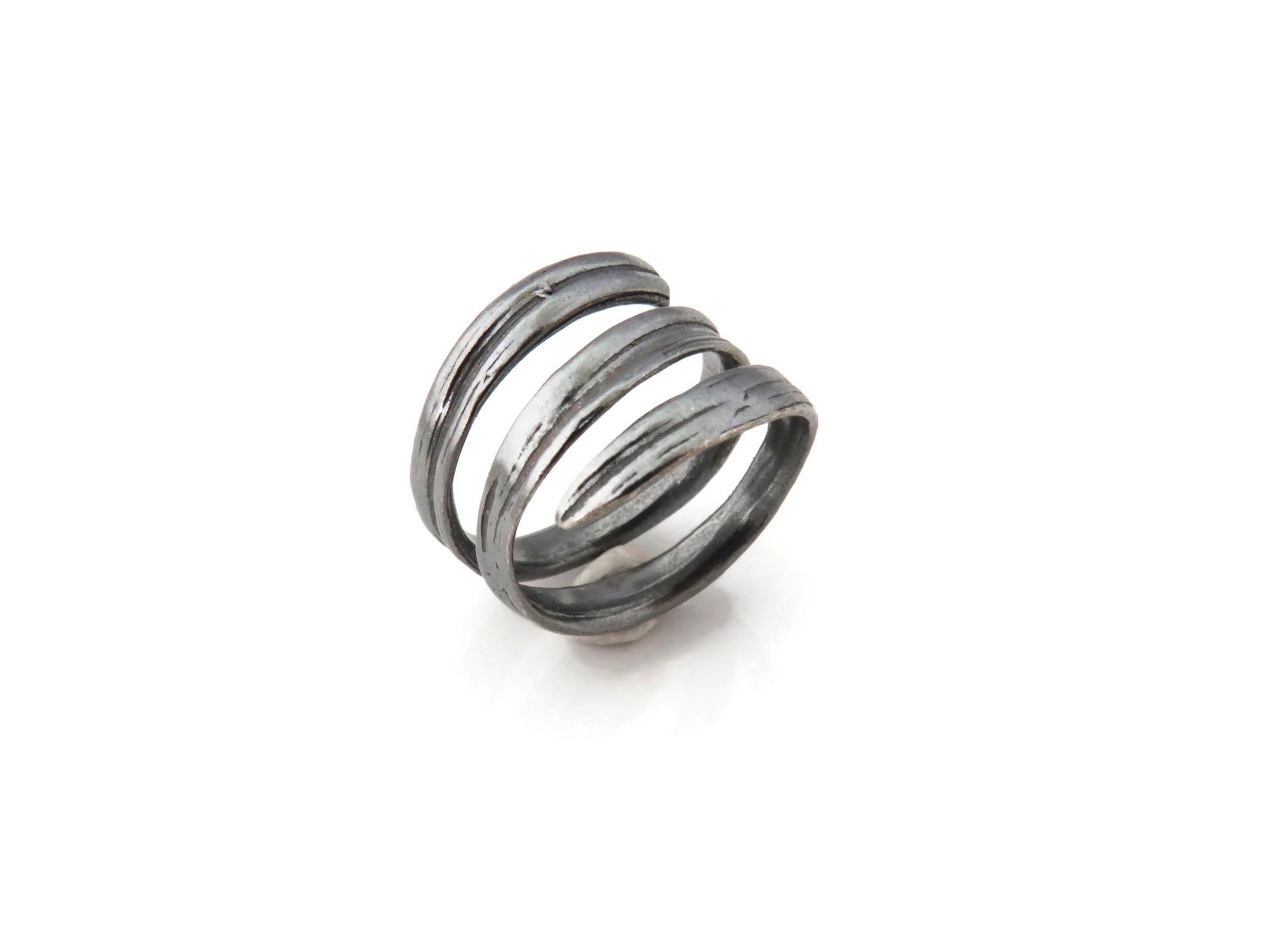 Spiral Patinated Silver Ring