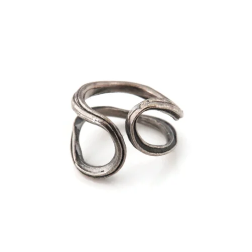 Adjustable Oxidized Silver Organic Ring