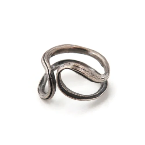 Adjustable Oxidized Silver Organic Ring