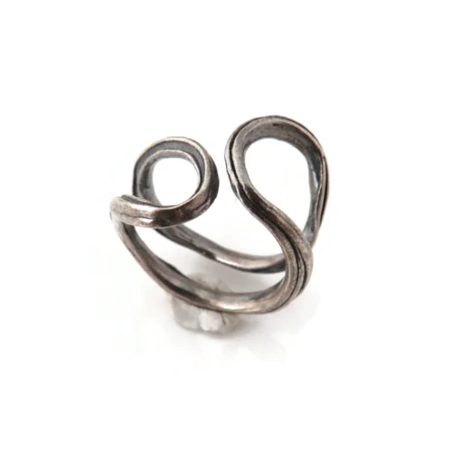 Adjustable Oxidized Silver Organic Ring