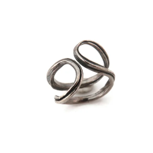Adjustable Oxidized Silver Organic Ring