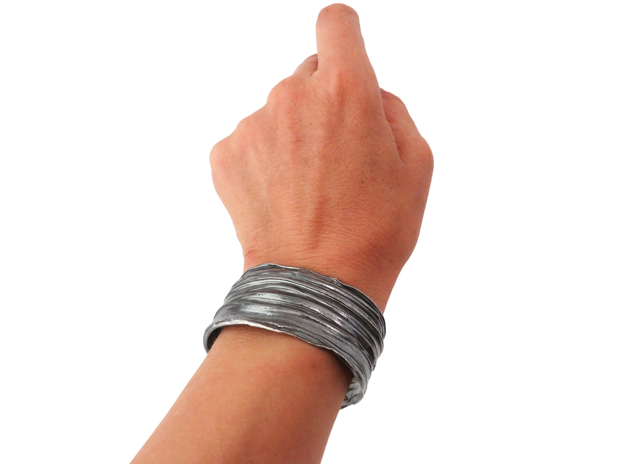 Wide Oxidized Silver Cuff Bracelet