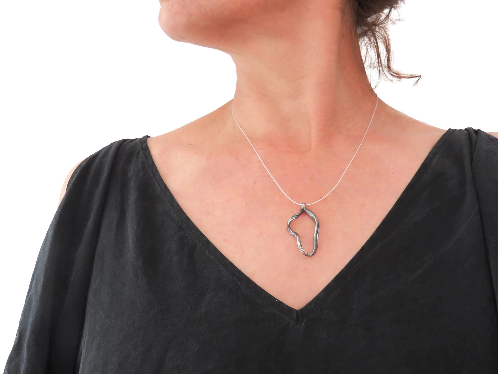 Oxidized Silver Sculptural Pendant