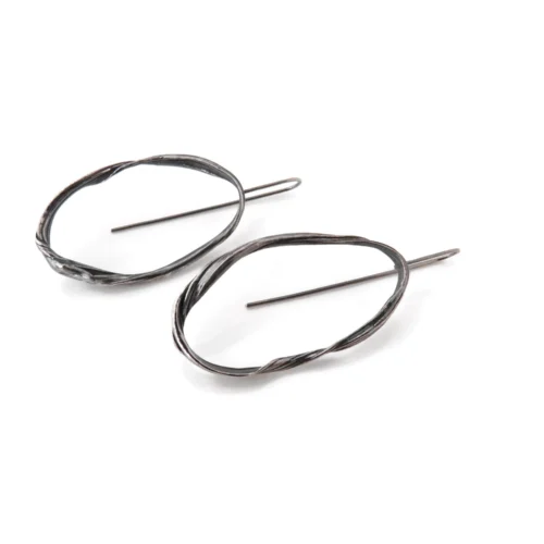 Oxidized Sculptural Silver Dangle Earrings