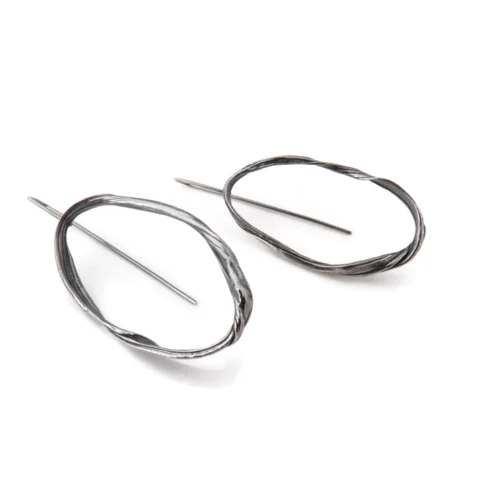 Oxidized Sculptural Silver Dangle Earrings