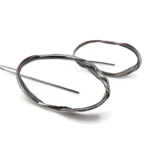 Oxidized Sculptural Silver Dangle Earrings