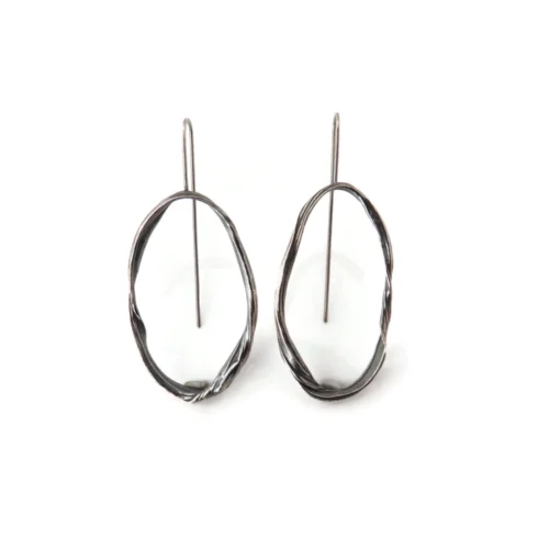 Oxidized Sculptural Silver Dangle Earrings