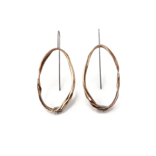 Oxidized Sculptural Bronze Dangle Earrings