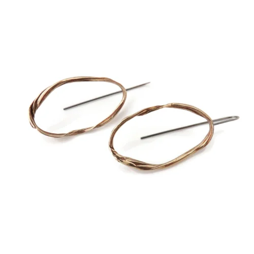 Oxidized Sculptural Bronze Dangle Earrings
