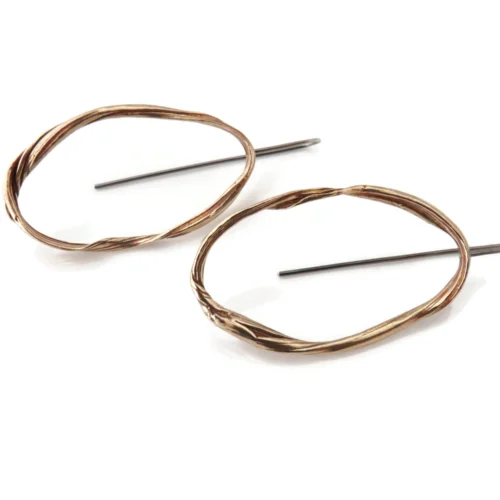 Oxidized Sculptural Bronze Dangle Earrings