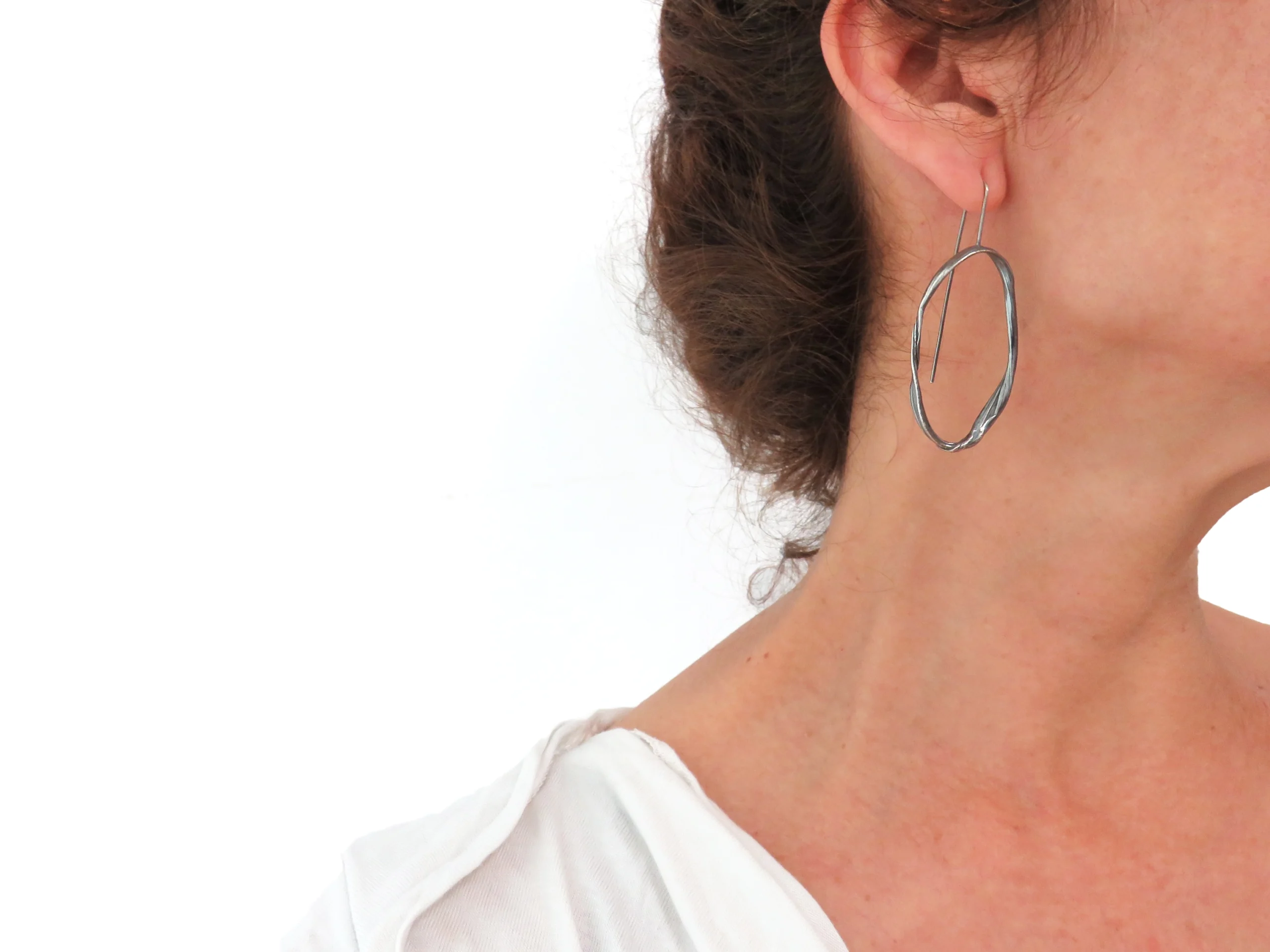 Oxidized Sculptural Silver Dangle Earrings