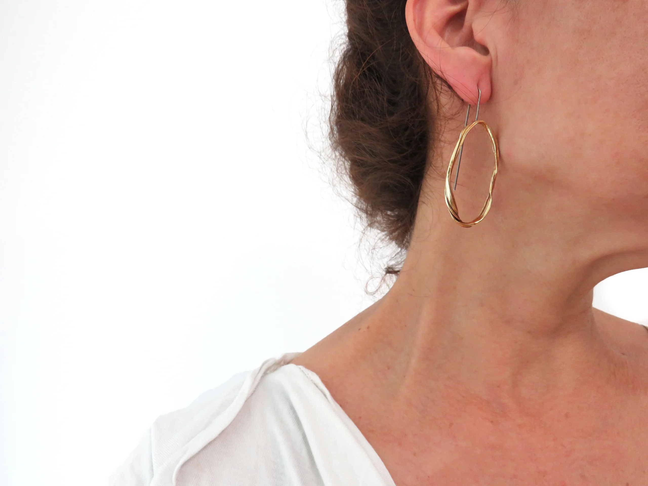 Oxidized Sculptural Bronze Dangle Earrings