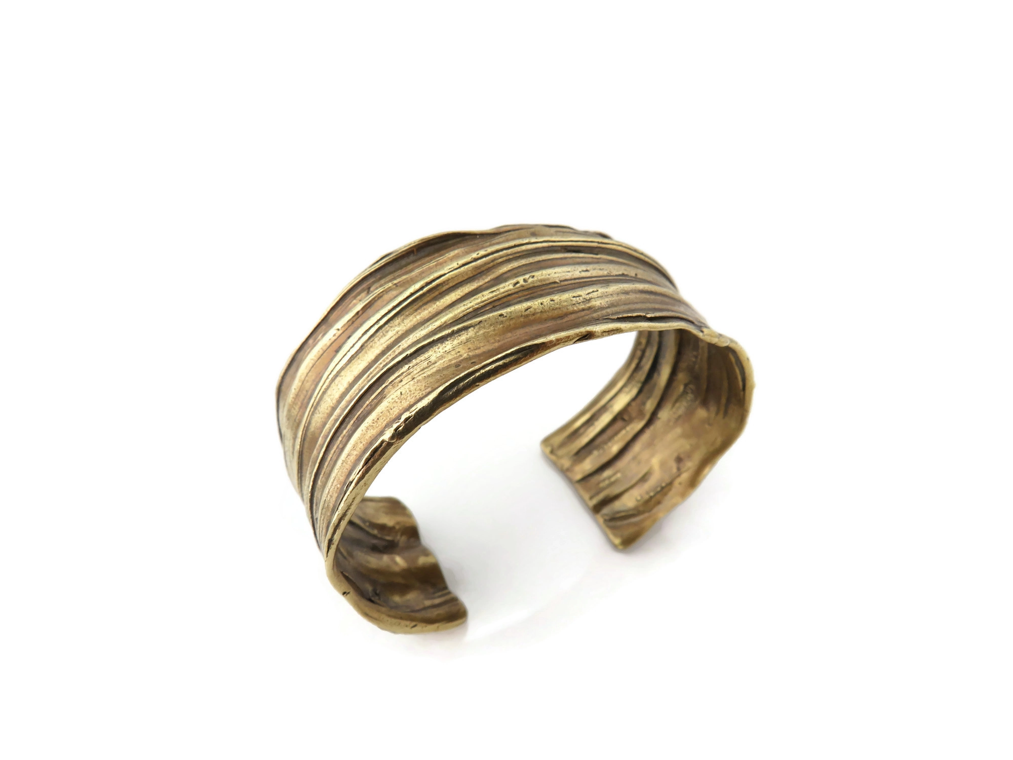 Wide Patinated Bronze Cuff Bracelet