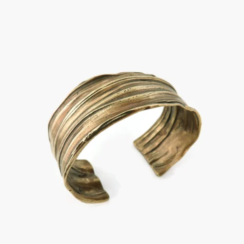 Wide Patinated Bronze Cuff Bracelet