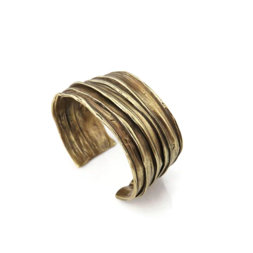 Wide Patinated Bronze Cuff Bracelet