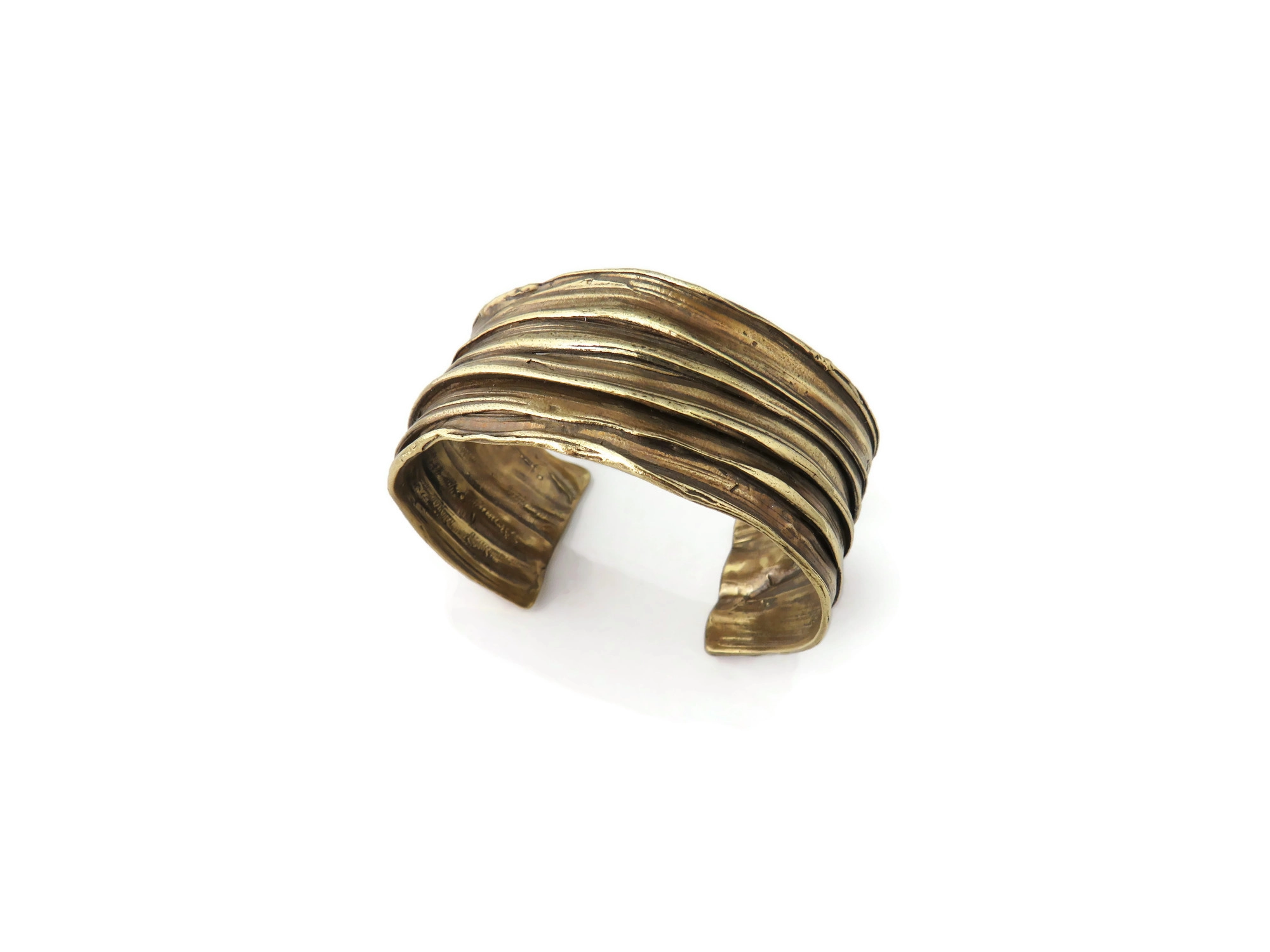 Wide Patinated Bronze Cuff Bracelet