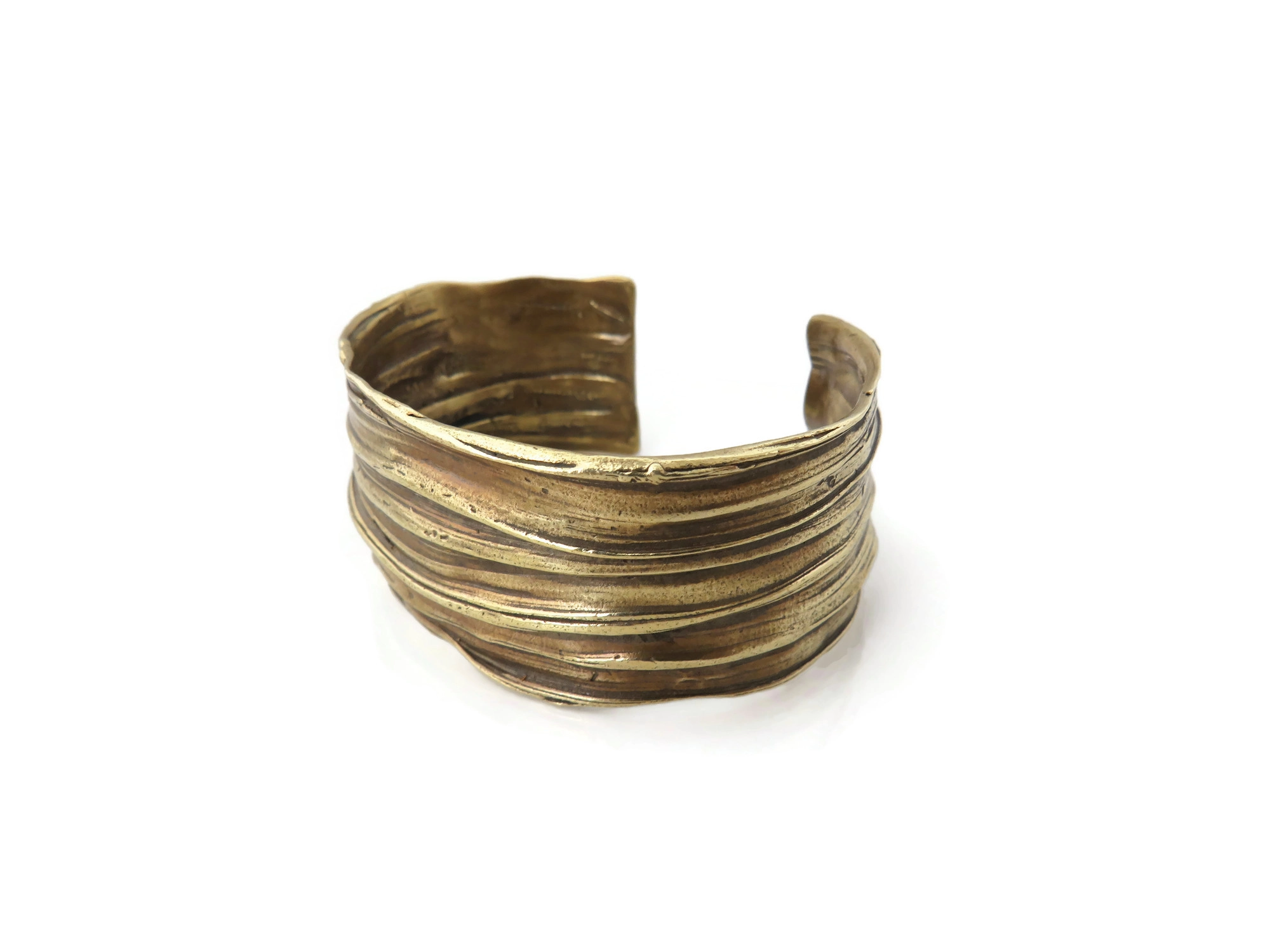 Wide Patinated Bronze Cuff Bracelet