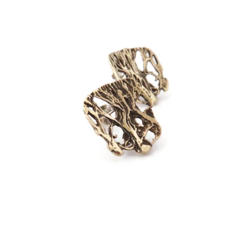 Openwork Organic Bronze Stud Earrings