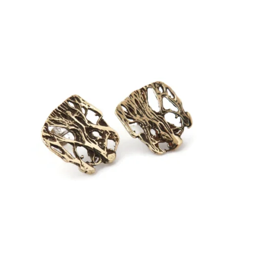 Openwork Organic Bronze Stud Earrings