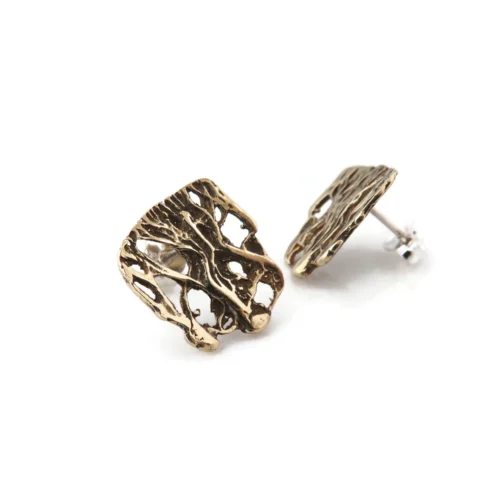 Openwork Organic Bronze Stud Earrings