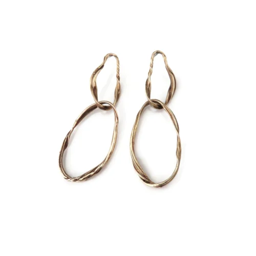 Long Patinated Bronze Dangle Earrings