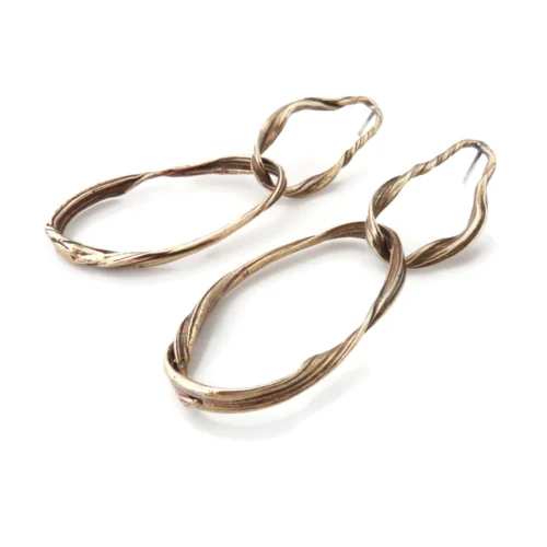 Long Patinated Bronze Dangle Earrings