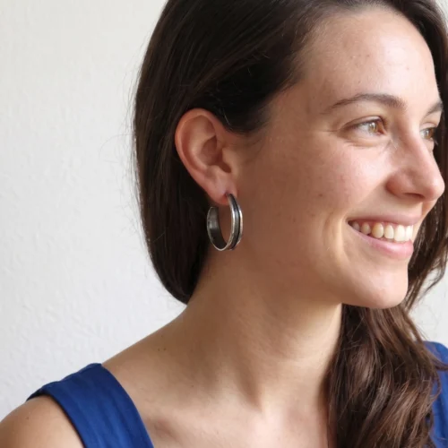 Oxidized Silver Hoops with Organic Texture