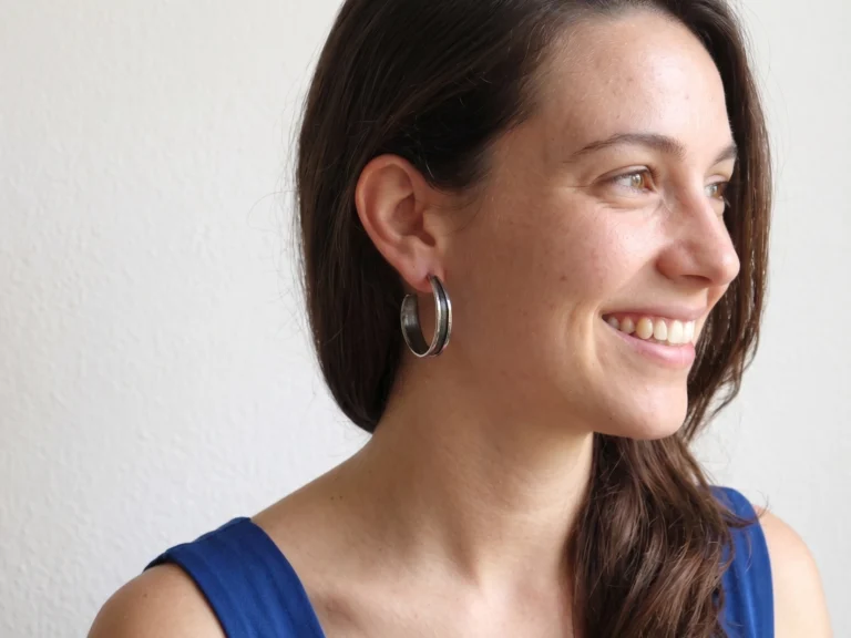 Oxidized Silver Hoops with Organic Texture