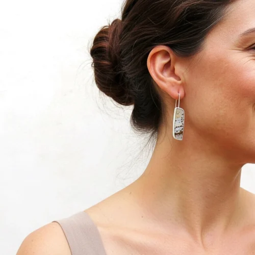 Ocean Jasper Matte Silver Dangle Earrings