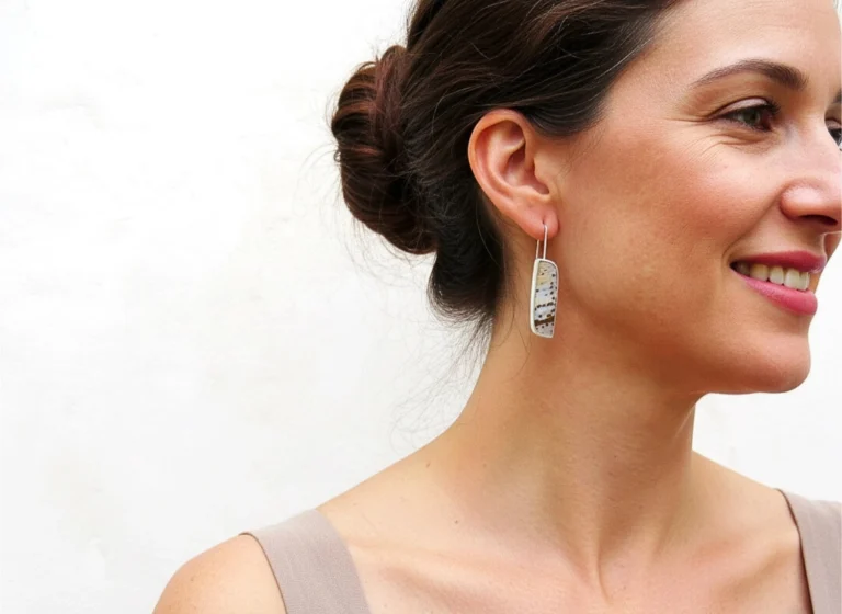 Ocean Jasper Matte Silver Dangle Earrings