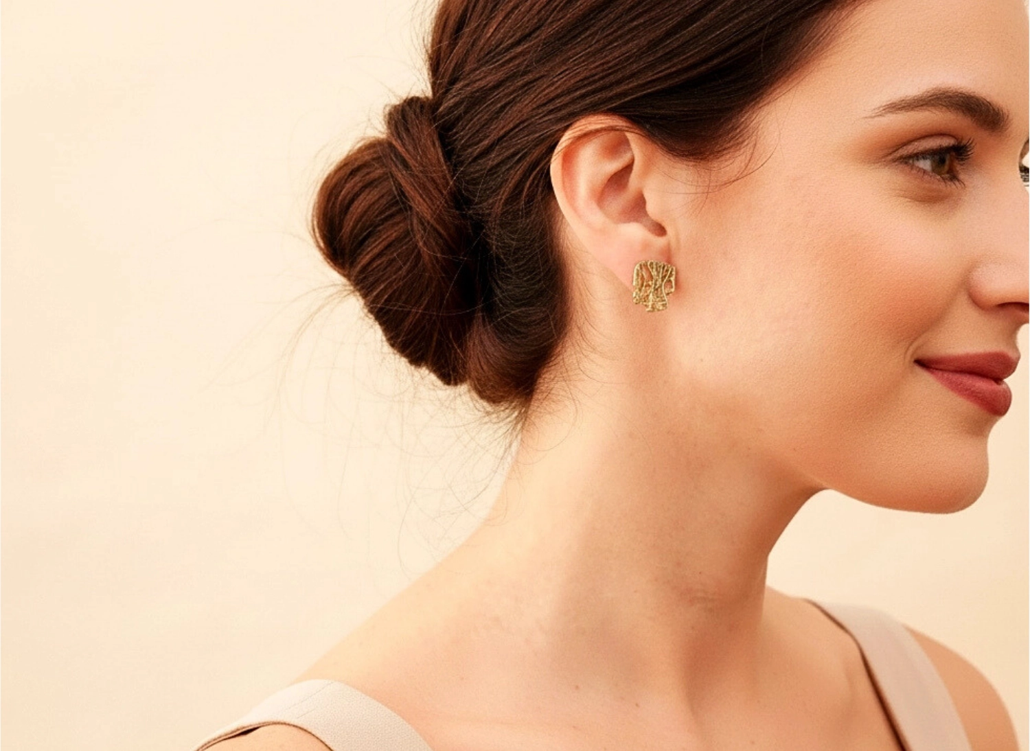 Openwork Organic Bronze Stud Earrings