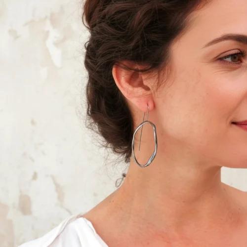 Oxidized Sculptural Silver Dangle Earrings