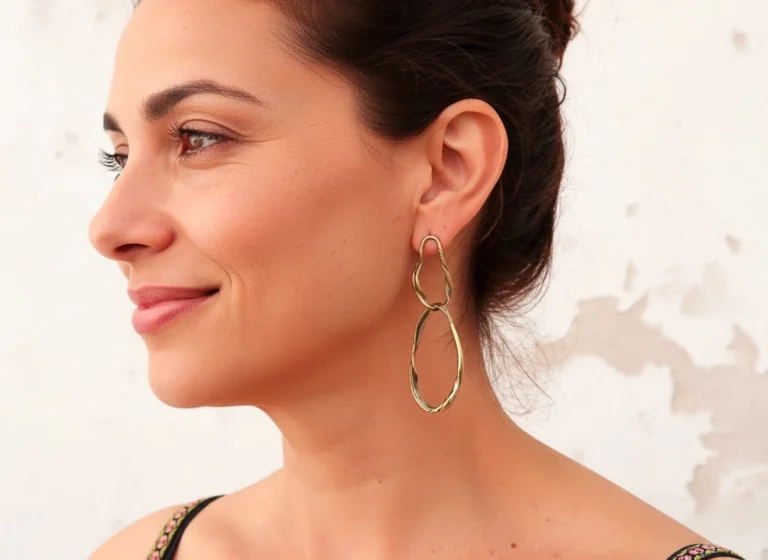 Long Patinated Bronze Dangle Earrings