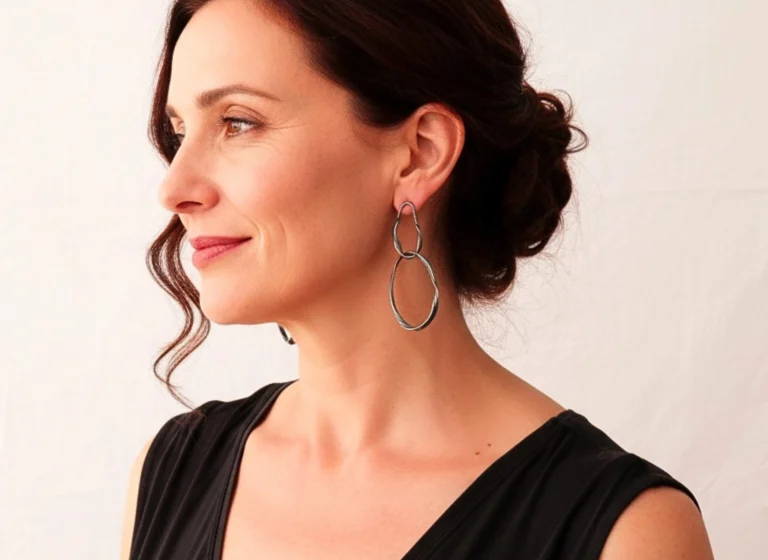 Long Sculptural Oxidized Silver Earrings