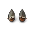 Oxidized Silver Jasper Stud Earrings