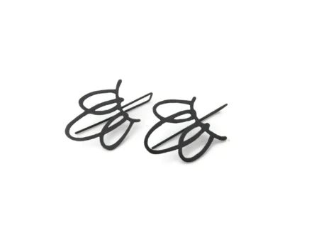 Long Sculptural Oxidized Silver Dangle Earrings