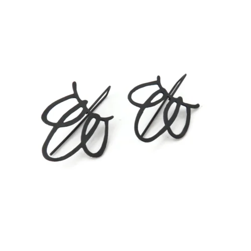 Long Sculptural Oxidized Silver Earrings