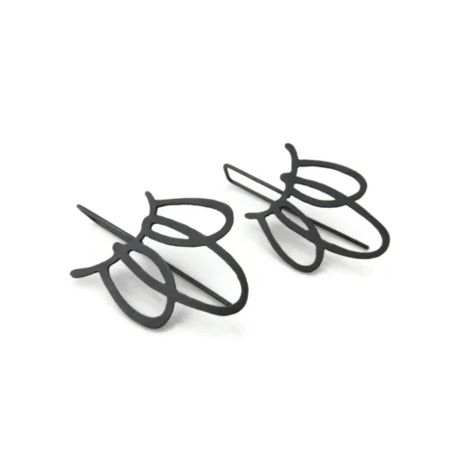 Long Sculptural Oxidized Silver Earrings