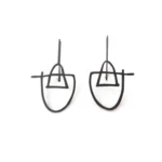 Oxidized Geometric Silver Earrings