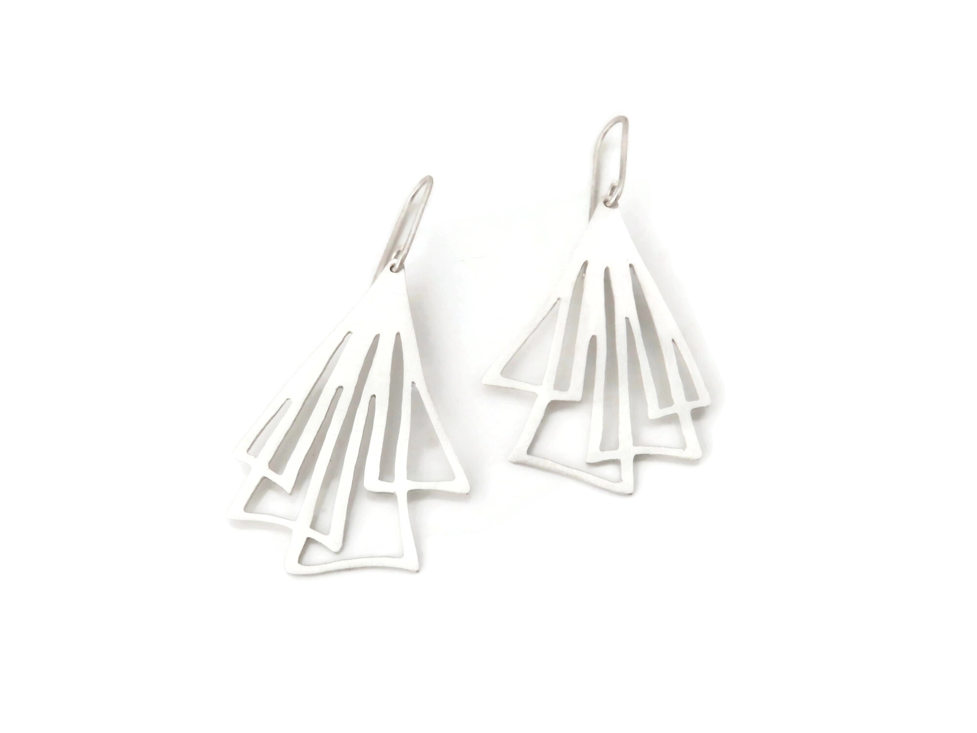 Silver Linear Drop Earrings