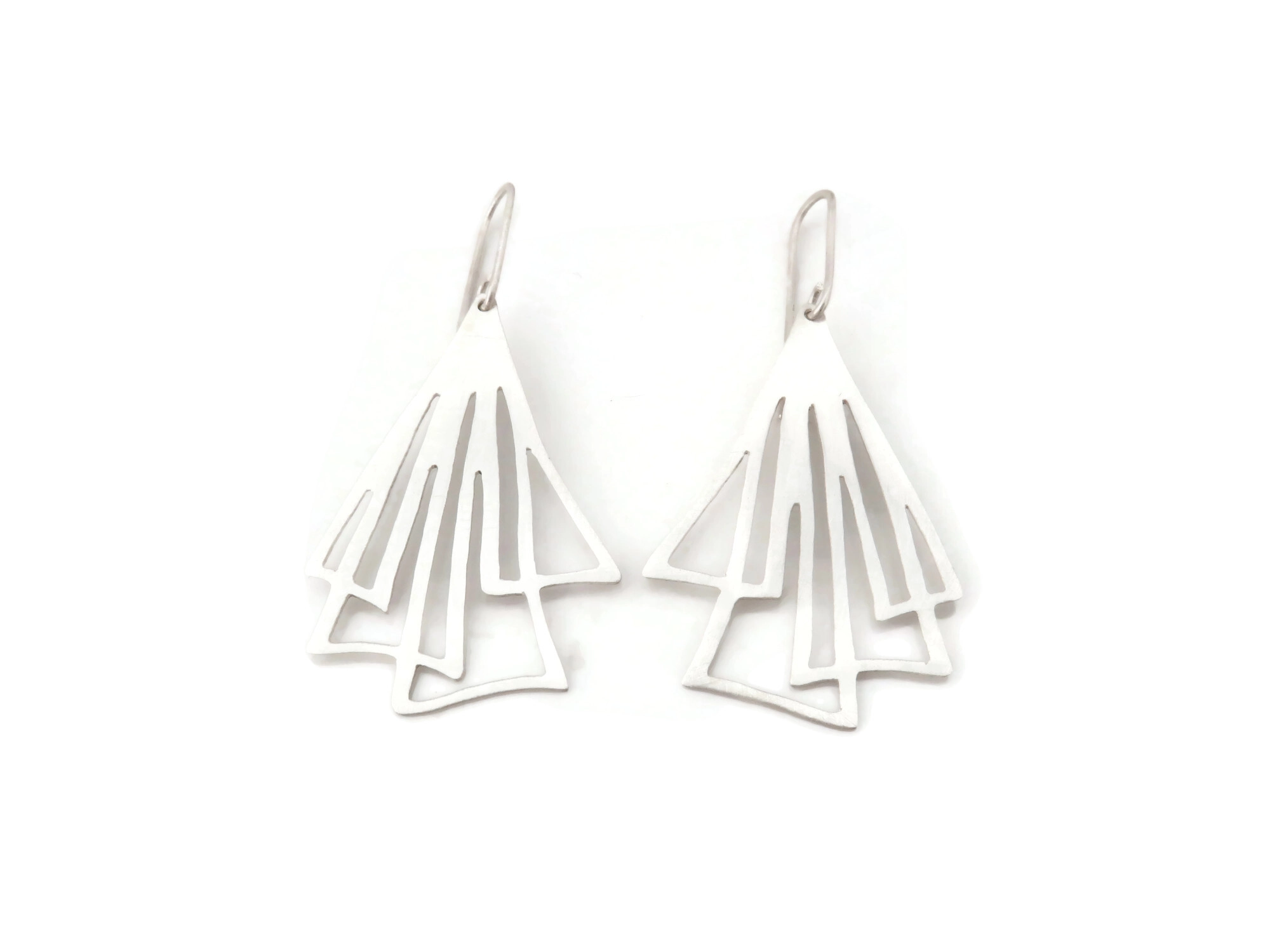 Silver Linear Drop Earrings