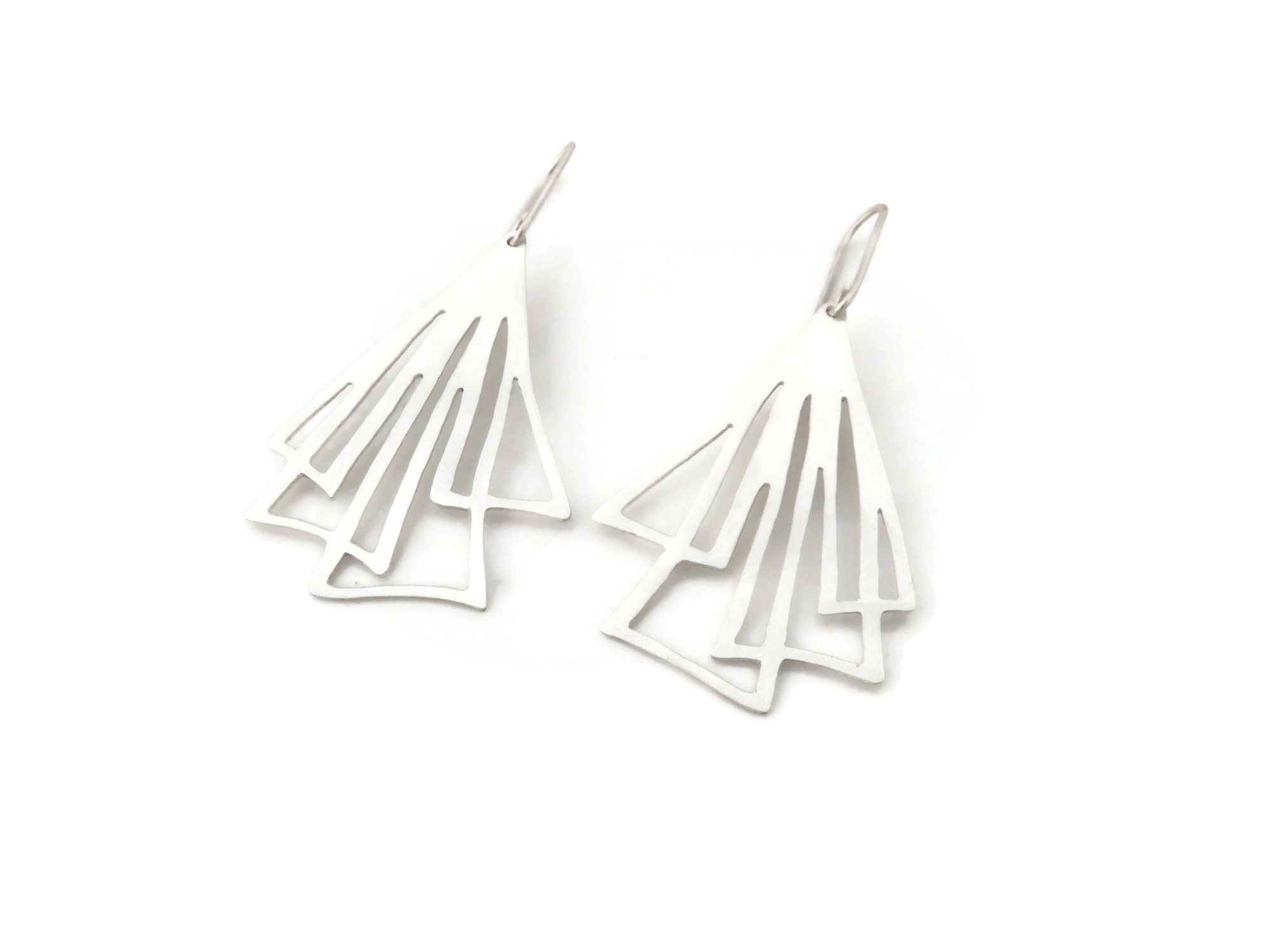 Silver Linear Drop Earrings